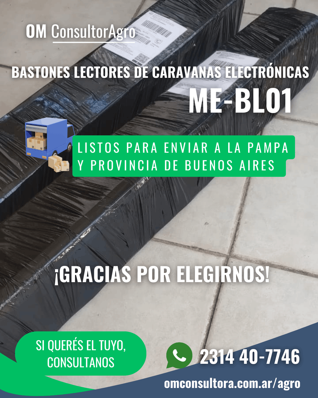 Bastón lector de caravanas electrónicas - OM ConsultorAgro