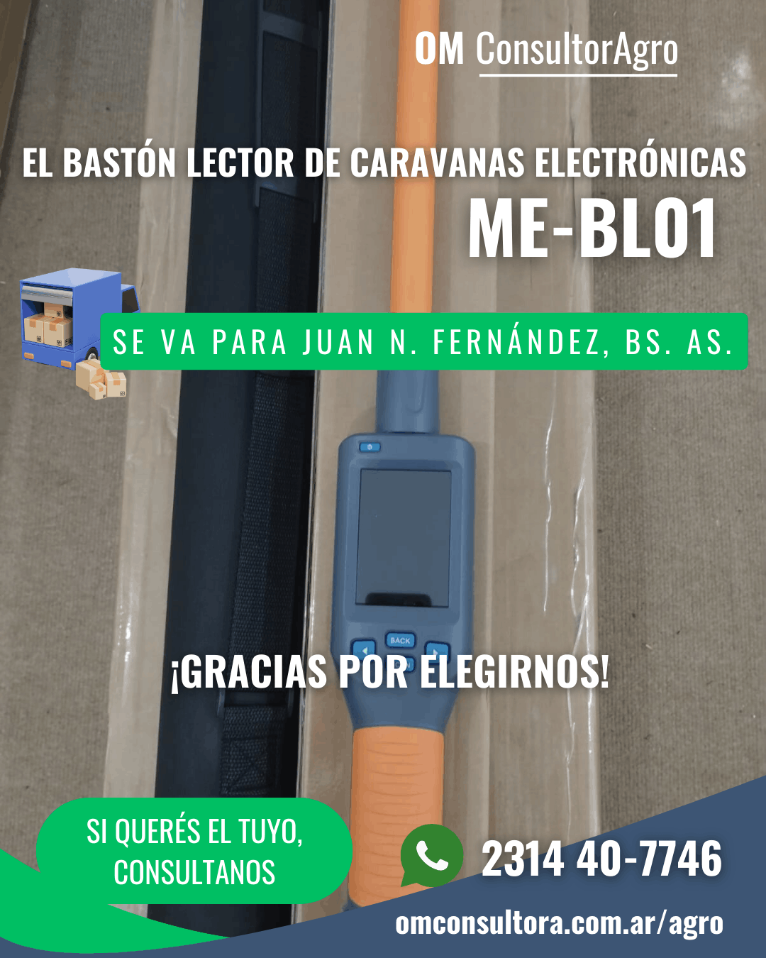 Bastón lector de caravanas electrónicas - OM ConsultorAgro