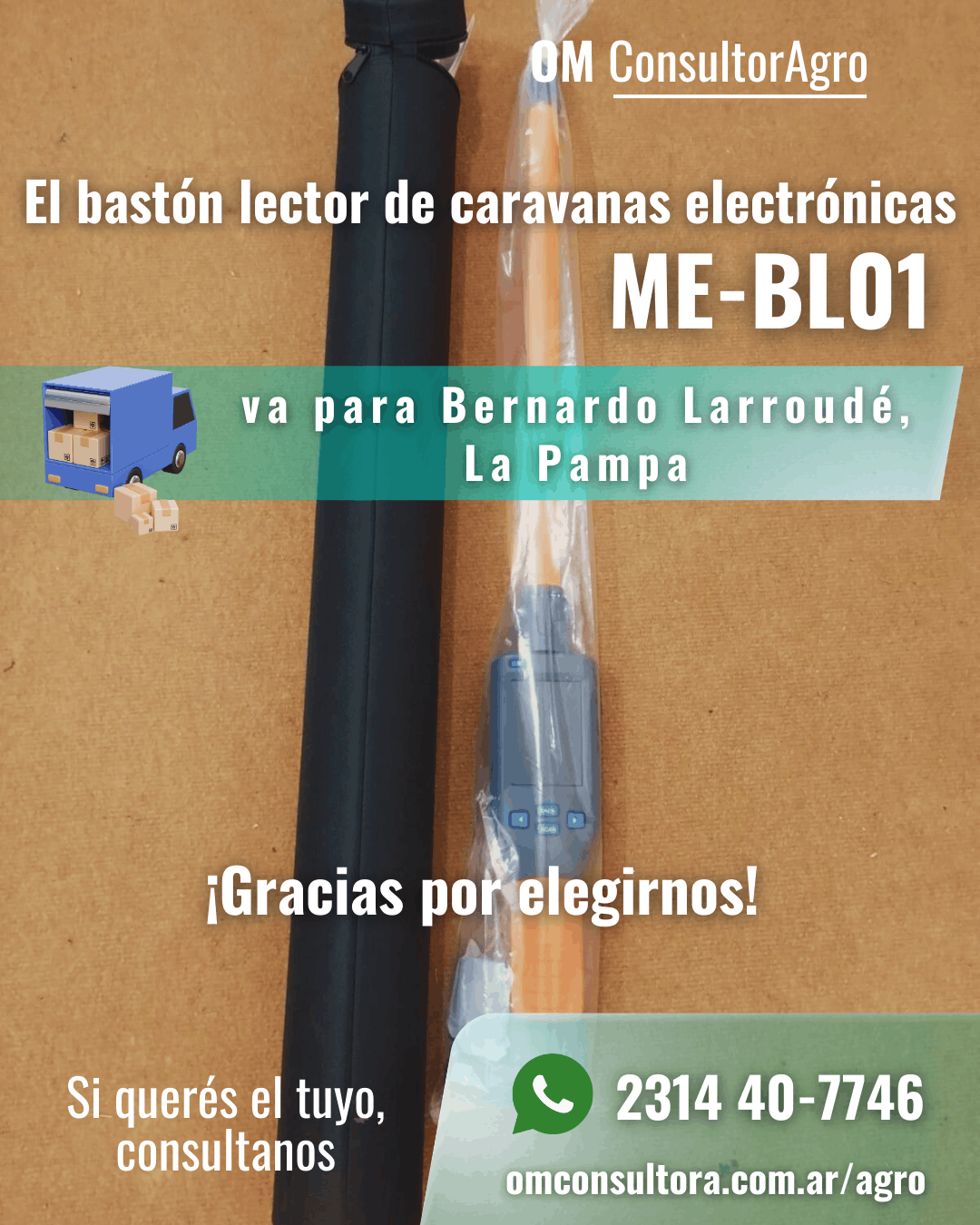 Bastón lector de caravanas en Bernardo Larroudé - OM ConsultorAgro